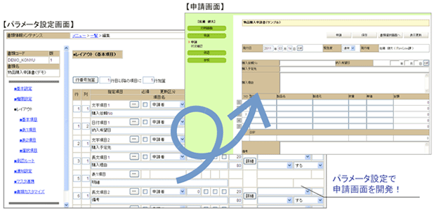 【簡単なウィザードで申請画面を生成】