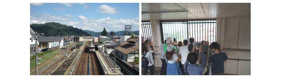 図:飛騨古川駅と来訪者の様子
